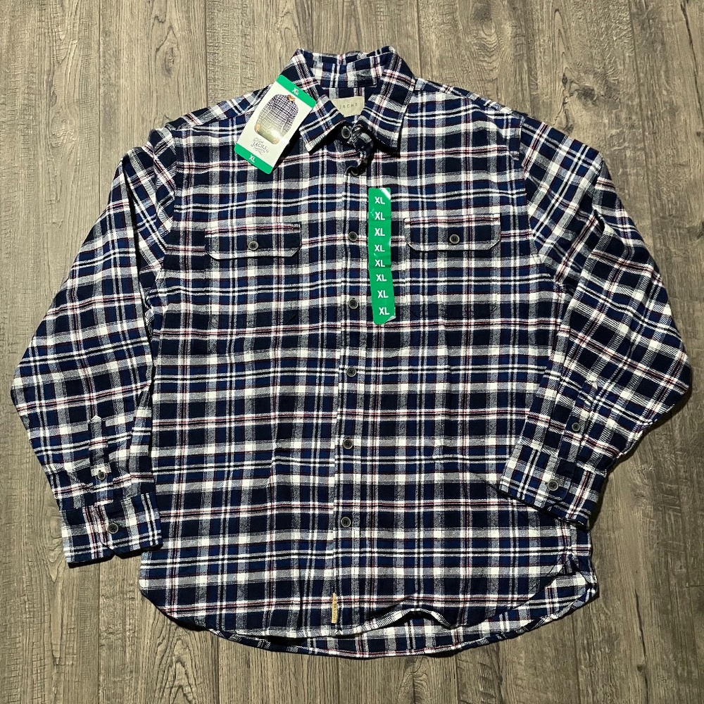 NWT Men’s XL Jach’s Blue Plaid Button Up Shirt long sleeve